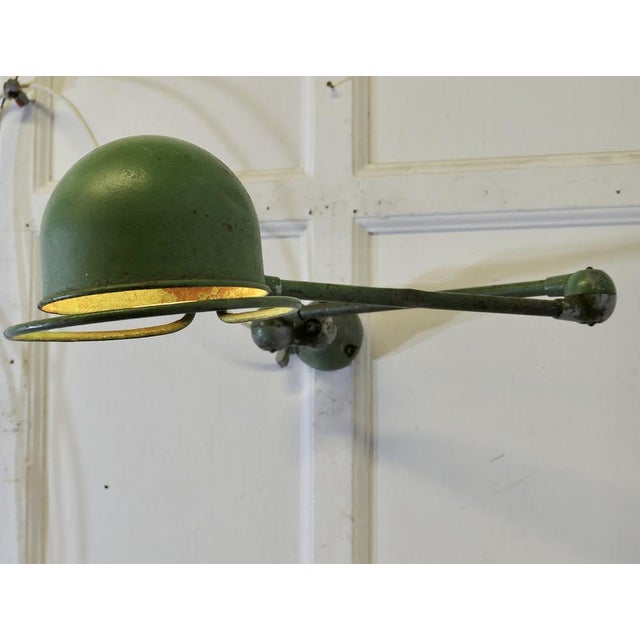 Forest Green Vintage French Industrial Articulated Wall Light, 1950s For Sale - Image 8 of 9