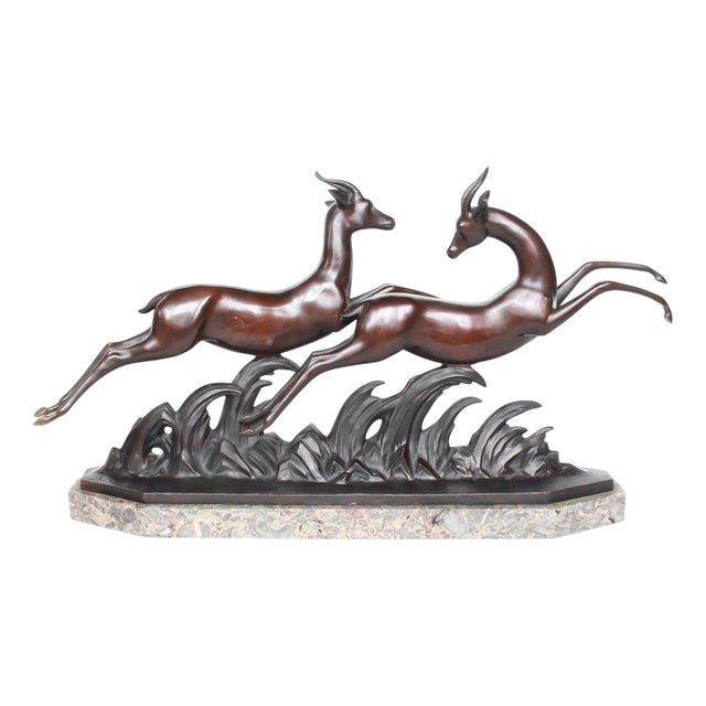 Lucien Charles Alliot, Gazelles, 1920s, Bronze For Sale