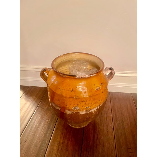 Original Antique French Confit Pot With Golden Carmel Glaze For Sale - Image 4 of 15