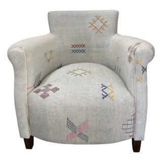 Handcrafted Moroccan Sabra Silk Club Chair - Marrakech For Sale