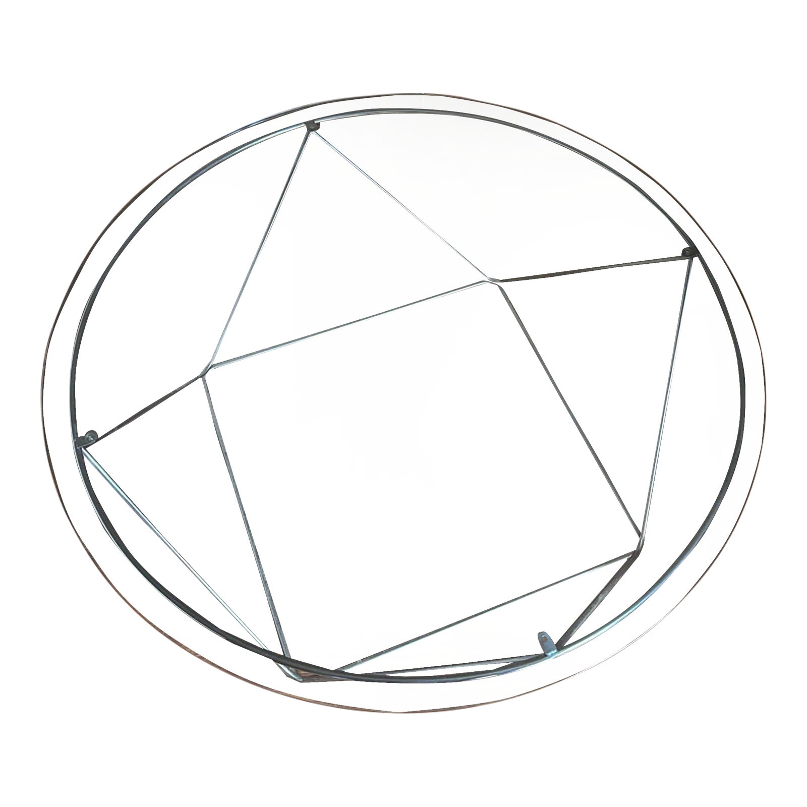 Round Glass Coffee Table, Smoked Glass Top, Geometric Steel Rod Base ...