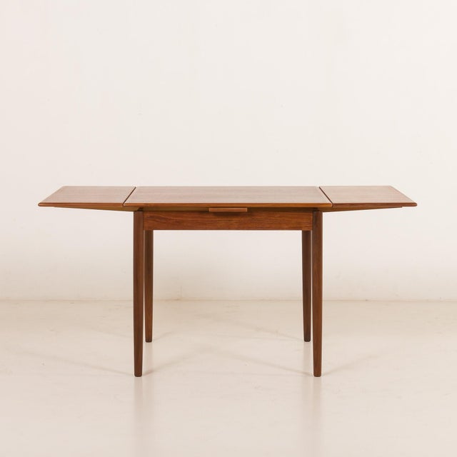 Mid-Century Modern Mid-Century Danish Square Teak Table with Hidden Extensions, 1960s For Sale - Image 3 of 13