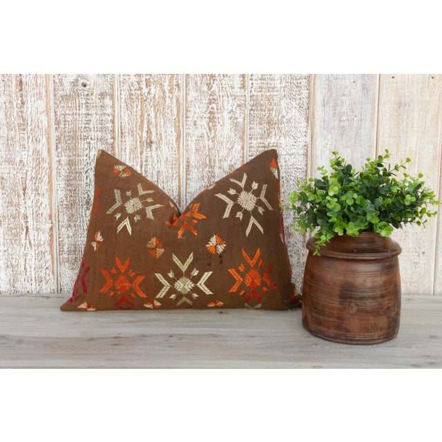 Textile Rani Antique Indian Folk Lumbar Pillow For Sale - Image 7 of 8