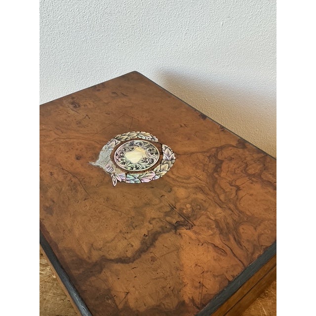 Vintage Abalone Inlay Burl Wood Box For Sale - Image 9 of 12
