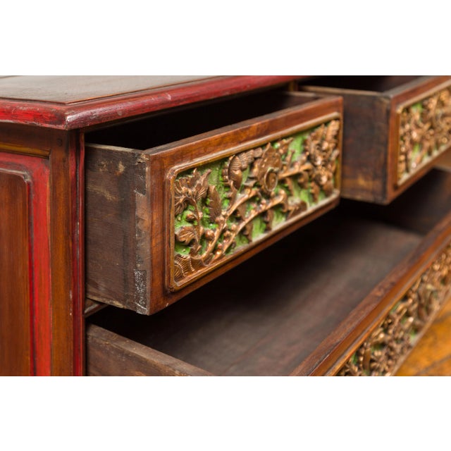 19th Century Polychrome Three-Drawer Chest from Madura with Carved Floral Motifs For Sale In New York - Image 6 of 13