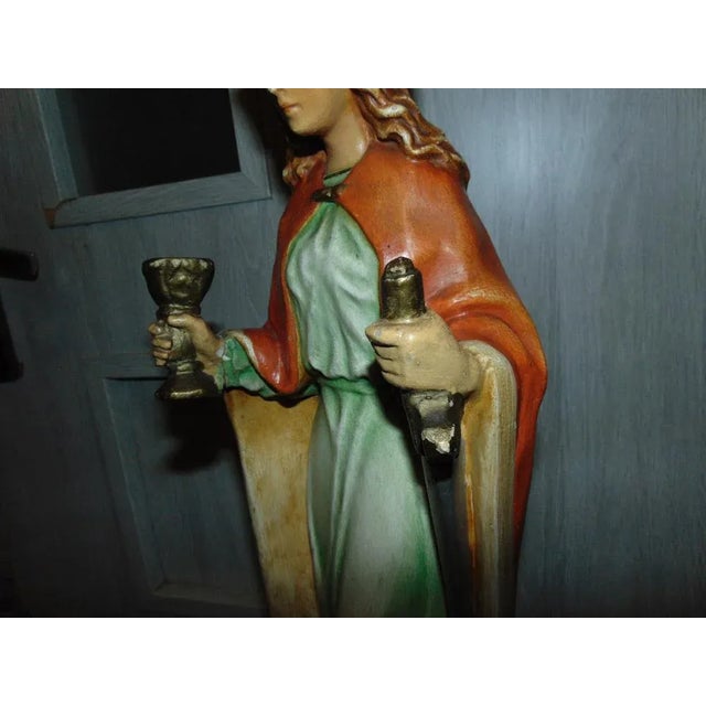 Pre-War Plaster Figure of Saint Jadwiga the Queen, 1920s For Sale - Image 3 of 11