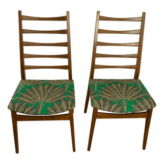 Green Chairs in Teak with Palm Tree Pattern from Welzel, 1960s, Set of 2 For Sale