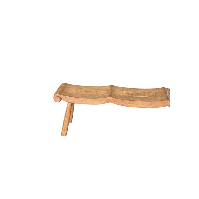 Sculptural Teak Wood Bench, Modern Organic, Stunning Wood Textures For Sale - Image 10 of 12