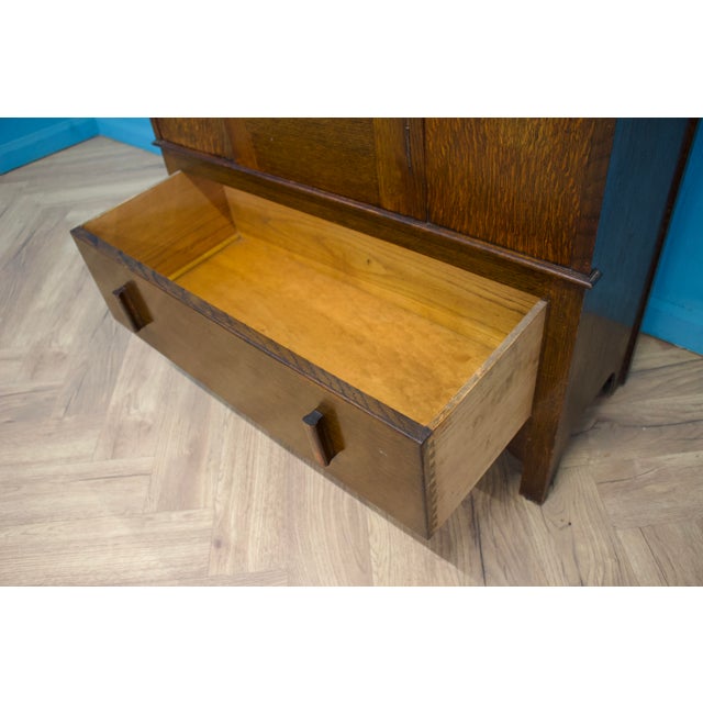 Vintage Art Deco Oak Hall Cupboard, 1930s For Sale - Image 9 of 10