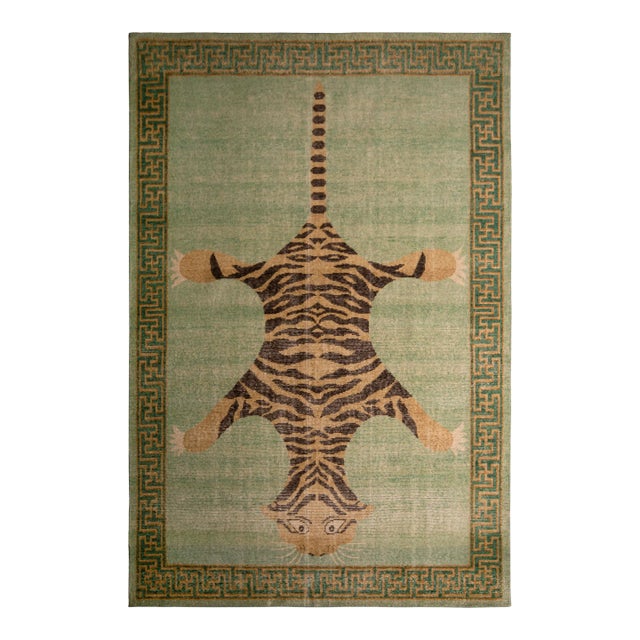 Rug & Kilim’s Tiger Rug in Green, 3x5 For Sale