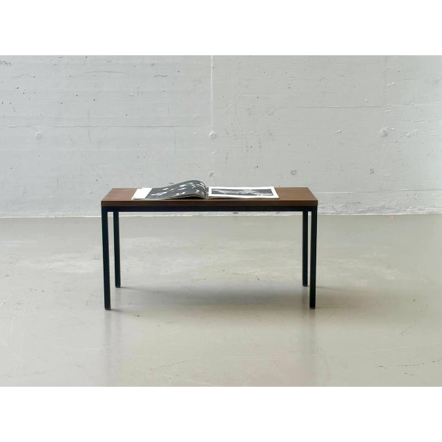 Vintage Minimalist Table in Wood Veneer with Steel Frame, 1980s For Sale - Image 4 of 16