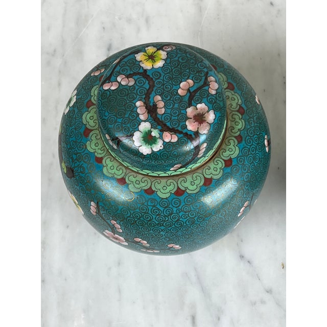 Vintage Pair of Chinese Cloisonné Ginger Jars For Sale In Boston - Image 6 of 9