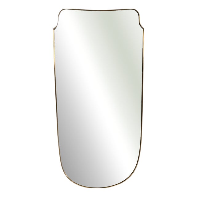 Large Mid-Century Modern Italian Floor Mirror with Brass Frame, 1950 For Sale