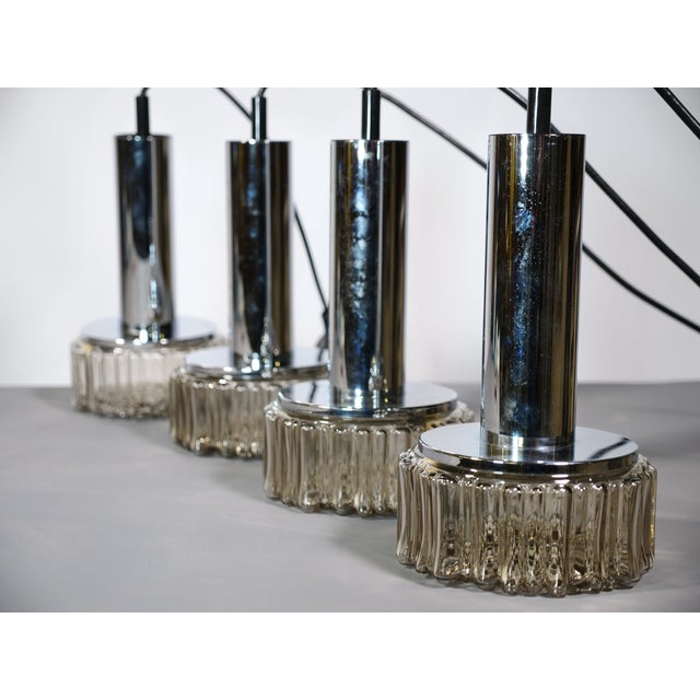 Space Age Pendant Lamps in Bubble Glass and Chrome from Staff Leuchten, 1970s, Set of 4 For Sale - Image 4 of 14