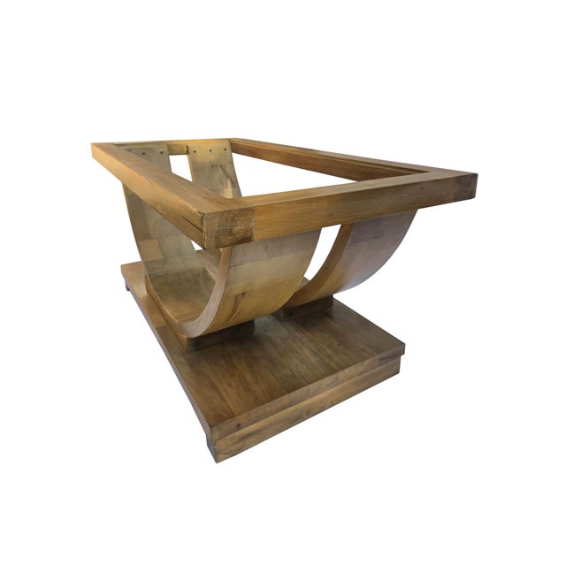 Rare 40s Solid Wood Coffee Table W/Glass Top Attributed to Brown Saltman - Refinished For Sale - Image 9 of 14