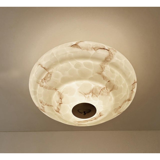 Art Deco Ceiling Light in Ivory Marbled Glass, 1930s For Sale - Image 11 of 17