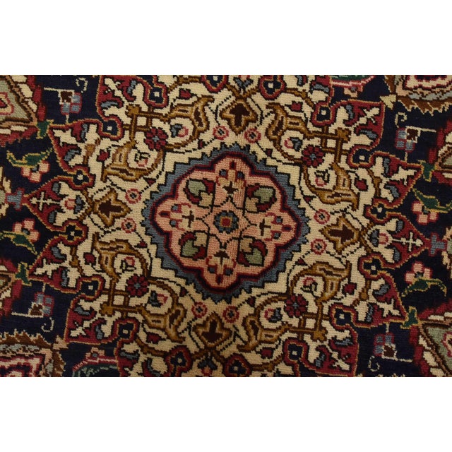 Blue Tabriz Rug 6’6” X 9’7” Blue Wool Vintage Traditional Hand-Knotted Carpet For Sale - Image 8 of 15