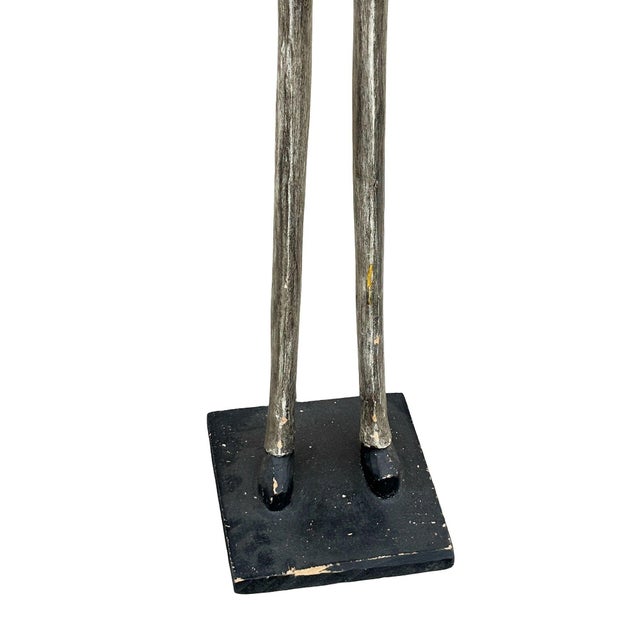 Yellow 1980s 7' Ft Tall Hand Carved Wood African Colonial Figure by the Baule Tribe For Sale - Image 8 of 8