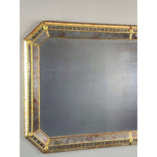Gold Large 20th Century Rectangular Beveled Mirror For Sale - Image 8 of 10