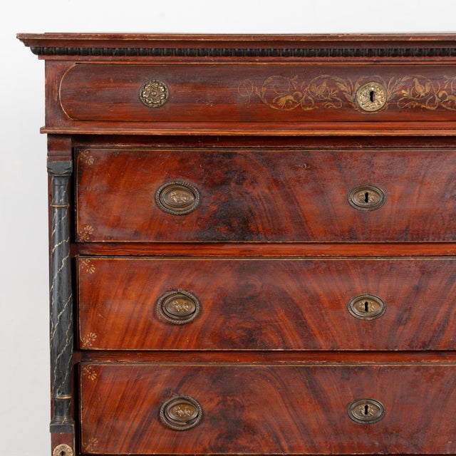 Early 19th Century Danish Pine Large Chest of Five Drawers With Original Painted Finish For Sale - Image 6 of 14