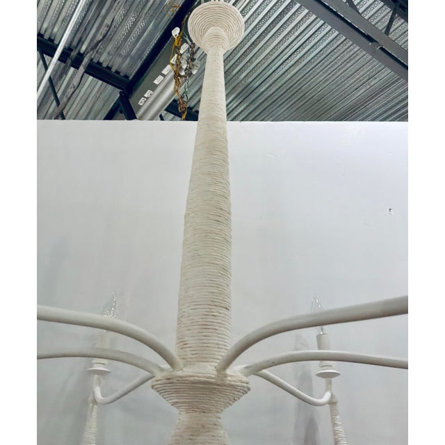 Currey & Company Currey & Company Modern White Twine Donnybrook Chandelier For Sale - Image 4 of 4
