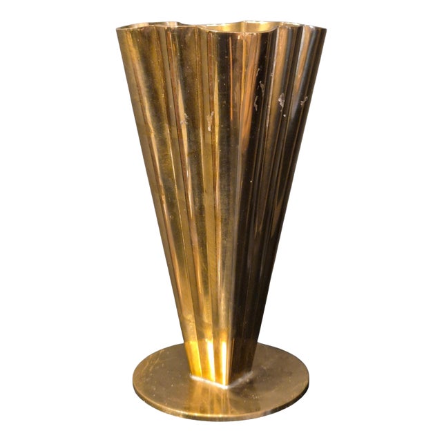 Vintage Scandinavian Brass Vase by Ystad Metall, 1950s For Sale