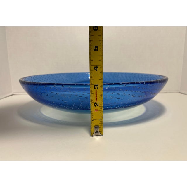 Glass Mid-Century Modern Vintage Murano Italy Hand Blown Bubble Glass Platter Bowl For Sale - Image 7 of 7