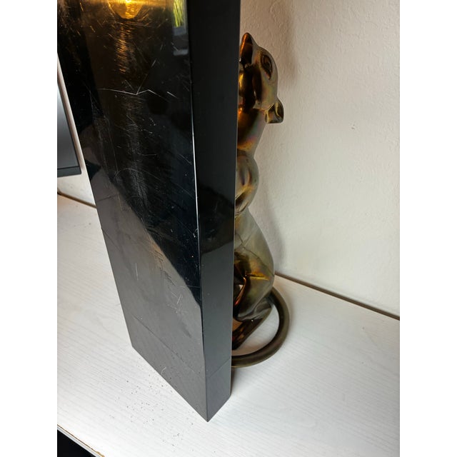 Vintage 1987 Solid Brass Panther Sculpture on Black Base – 23” Long, 14.8 LBS For Sale - Image 11 of 12