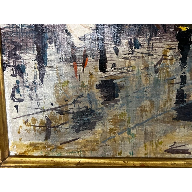 Mid 20th Century Post Impressionist Oil on Canvas Painting of Paris Streets With Arc De Triomphe in the Style of Antoine Blanchard, Unsigned, Framed For Sale - Image 10 of 12