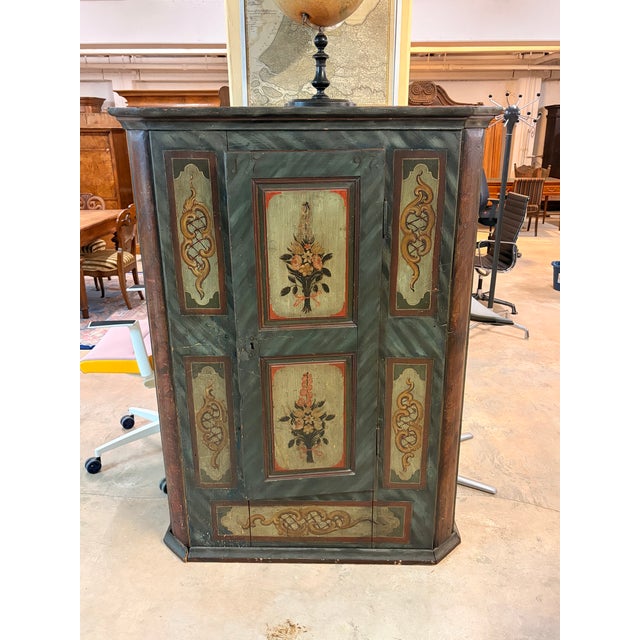 Small Painted Baroque Farmhouse Cupboard, 1797 For Sale - Image 4 of 4