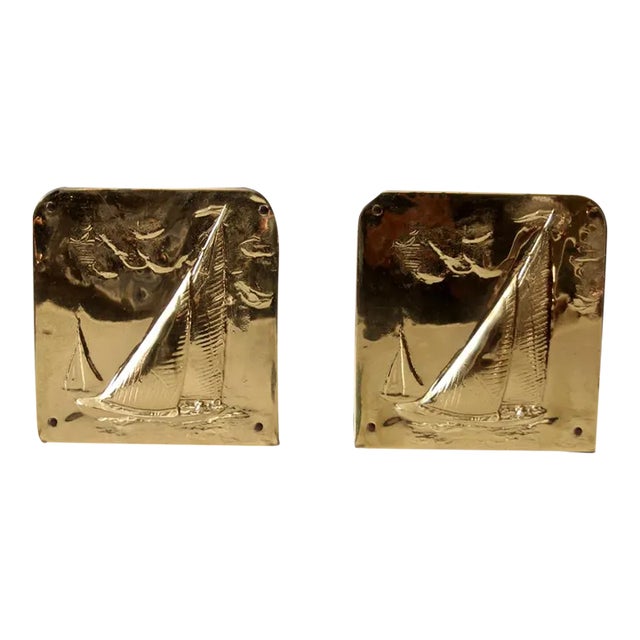 Vintage Brass Nautical Bookends For Sale