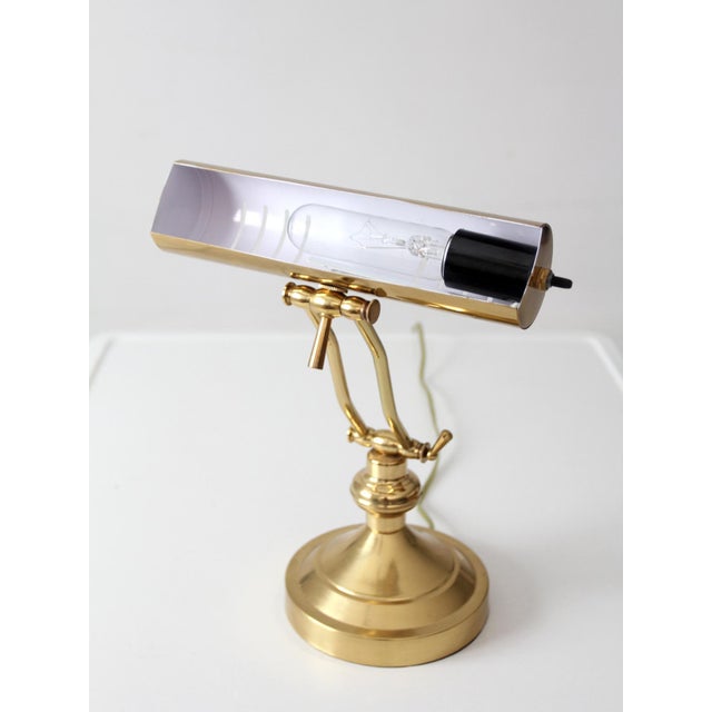 Metal Vintage 1970s Brass Adjustable Banker’s Desk Lamp For Sale - Image 7 of 14