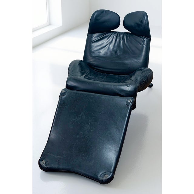 Black 1980s Toshiyuki Kita Wink Black Leather Lounge Chair by Cassina (2 Lounge Chairs Available) For Sale - Image 8 of 13