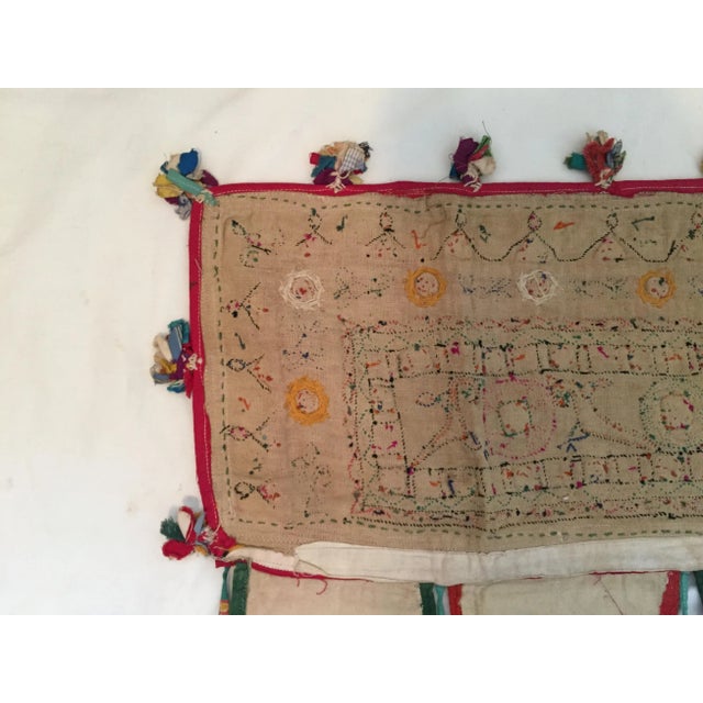 Red Indian Embroidered Mirror Valance For Sale - Image 8 of 10