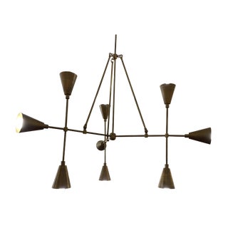 Apparatus Custom Hand Finished Brass + Aged Brass Suspended Pendent For Sale