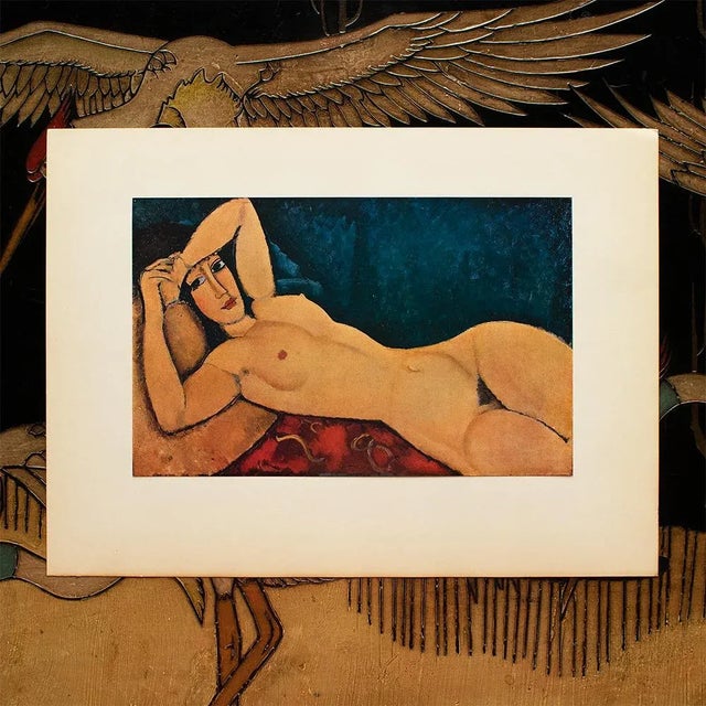 Contemporary 1940s After Amedeo Modigliani "Reclining Nude With Raised Arms", First Edition Swiss Lithograph For Sale - Image 3 of 8