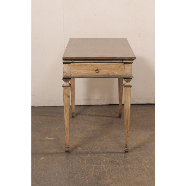 Taupe Italian Painted Wood Console w/Side Drawers For Sale - Image 8 of 11