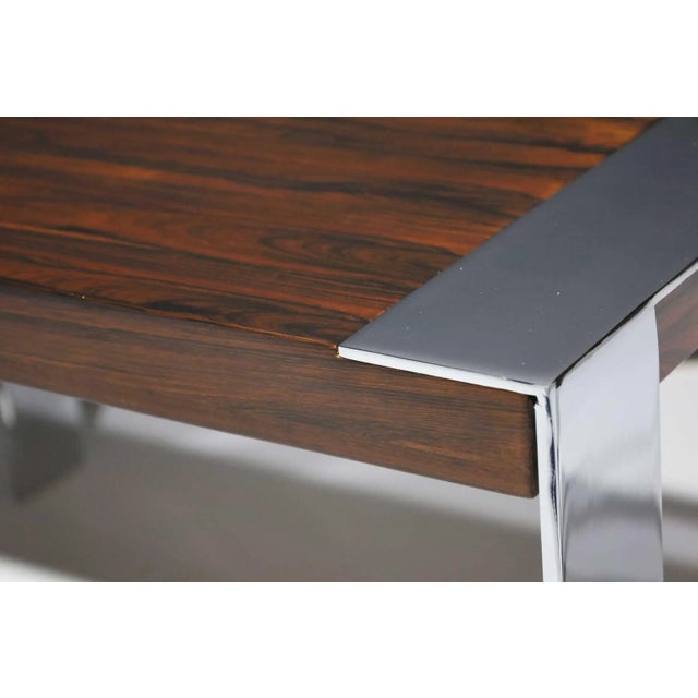 Chrome Late 20th Century Flair Rosewood and Chrome Console For Sale - Image 8 of 10