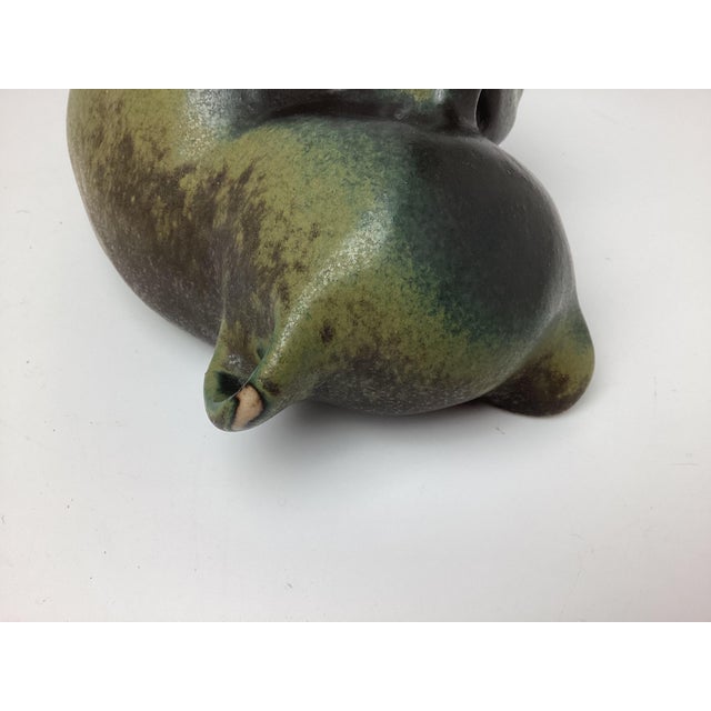 1960s Signed Mid Century Richard Lindh Arabia Finland Sculpture of a Sleeping Bear Cub For Sale - Image 4 of 5