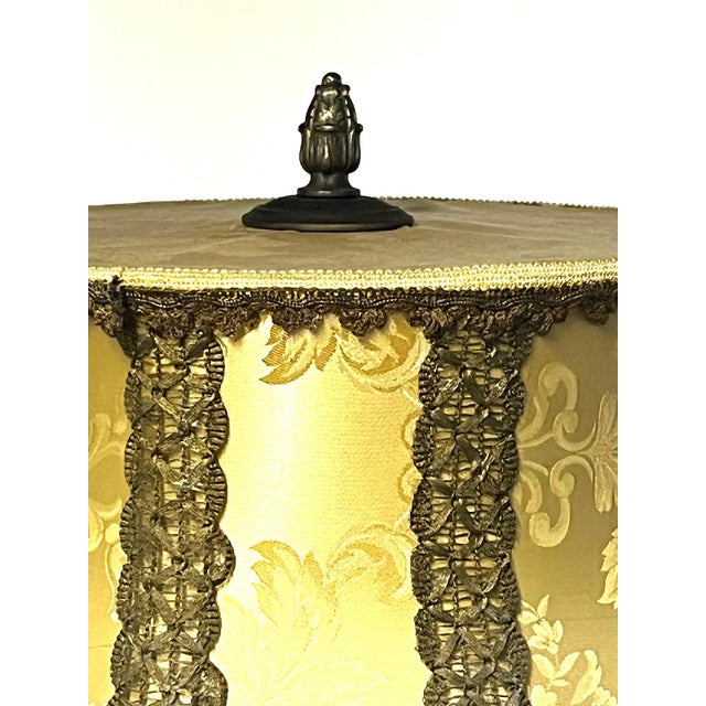 Metal Brass Floor Lamp with Fabric Shade from Unbekannt, 1920s For Sale - Image 7 of 11