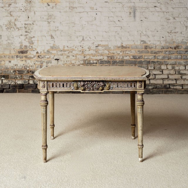 19th Century French Light Wood Base & Marble Top Table For Sale In Birmingham - Image 6 of 6