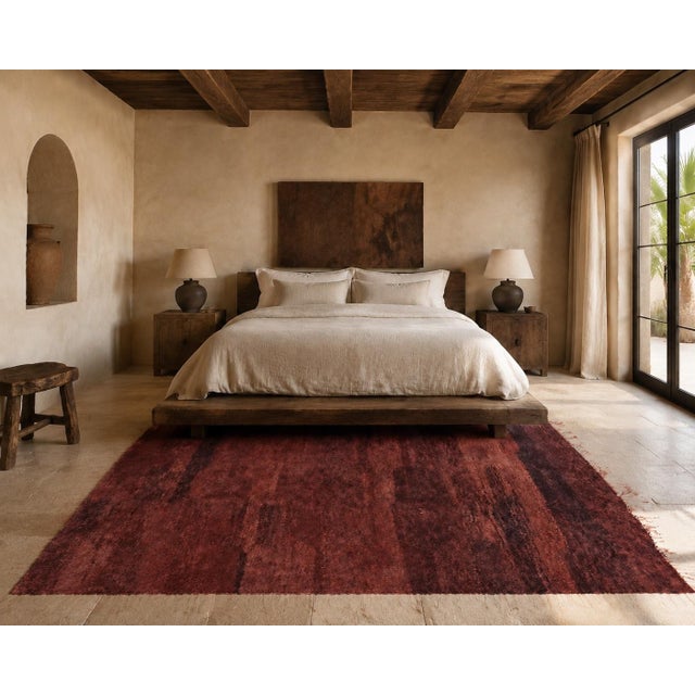 Tribal Vintage Moroccan Berber High-Pile Wool Rug in Brown, Plum and Rust, 1970s For Sale - Image 3 of 13