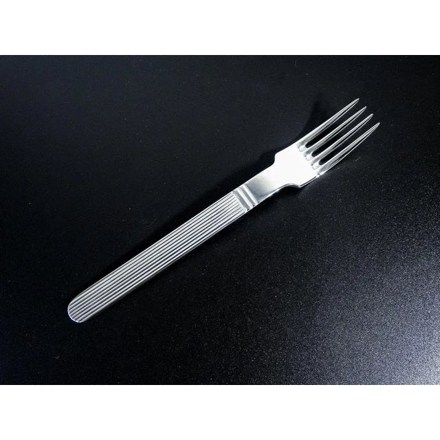 Set of twelve forks, six for table and six for dessert, arthur krupp design in 18/10 steel. Period 1970s brand arthur...