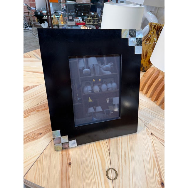 Wood Tommaso Barbi Black Picture Frame With Mother-of-Pearl Accents For Sale - Image 7 of 8