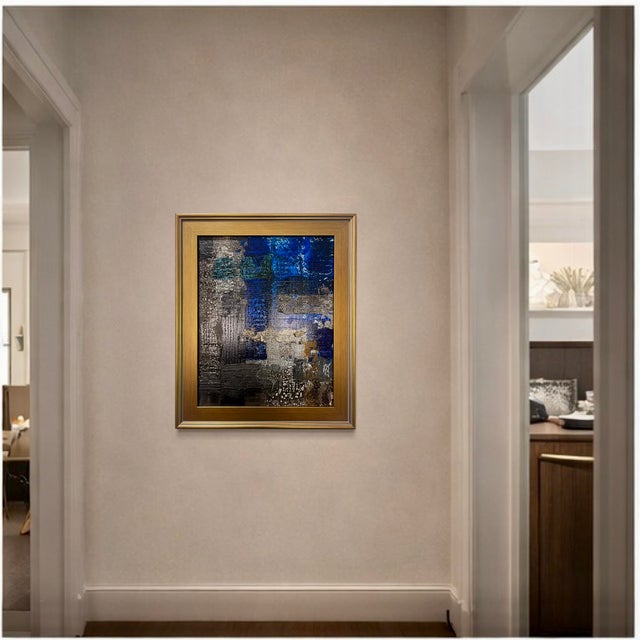 This original mixed-media abstract painting by J. Kent Martin is inspired by aerial views of farmland and the ordered...