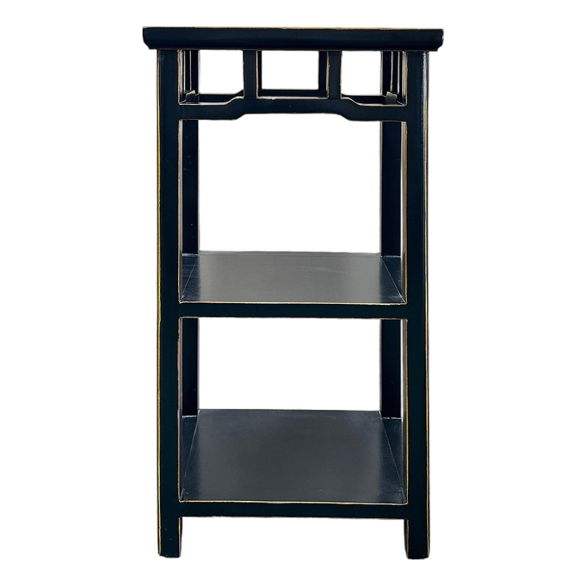 Oriental Black Lacquer Rectangular Wood Plant Stand Pedestal Table ...