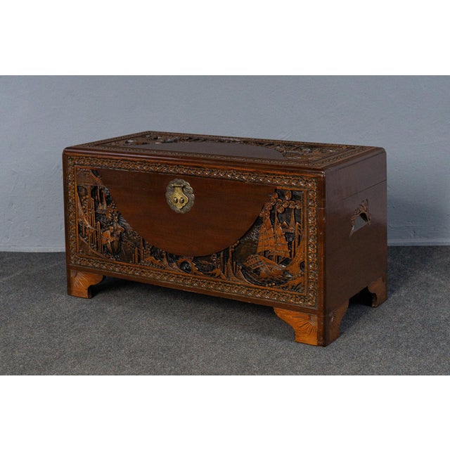 Vintage Asian Chest with Carved Feet For Sale - Image 5 of 18