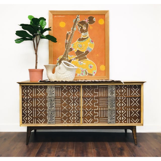 1960s Vintage Indian Woman With Sitar Silkscreen Print Chairish