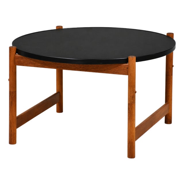 1960s Round 30” Oak Coffee Table For Sale