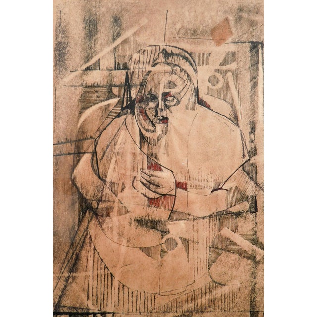 Alfredo Billetto, Figure, 1961, Mixed Media on Paper, Framed For Sale - Image 7 of 10